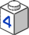 White Brick 1 x 1 with Blue "4" Pattern