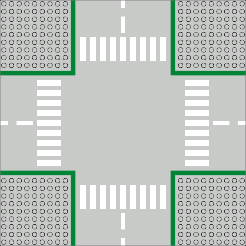 Sets that have 607p01 Baseplate 32 x 32 Road Crossroads with Road