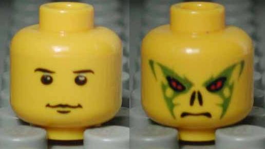 Scarecrow Minifig LEGO Head w// Red Eyes /& Stitched Mouth Pattern - Tan
