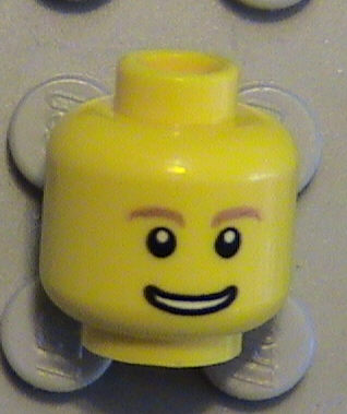 LEGO Minifig Head Male Black Eyebrows w/ Gap Tooth Smile Pattern 
