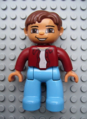 Details about   Lego Duplo Male Figure with Tan Legs Black Hair Medium Blue Shirt 47394pb159 