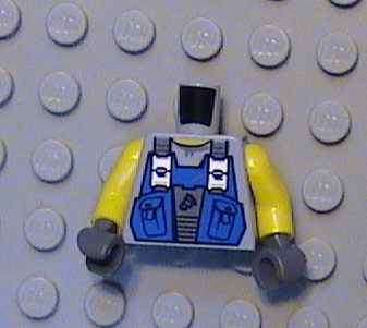 Lego New Blue Minifig Torso Vest Bright Light Blue Hem Roses Pattern D377