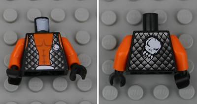 LEGO BLACK AND WHITE TORSOS W/ SKELETON HEAD ON CHEST MINIFIGURES 