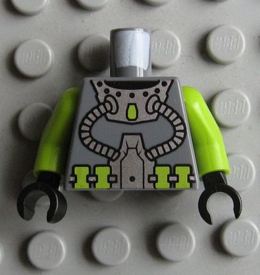 Lego New Minifig Lime Torso Dark Brown Suspenders Silver Bullets Green Muscle 