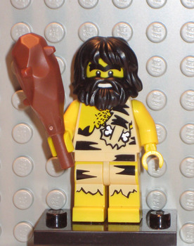 Lego Black Caveman Minifigure Hair Beard and Mouth Hole 